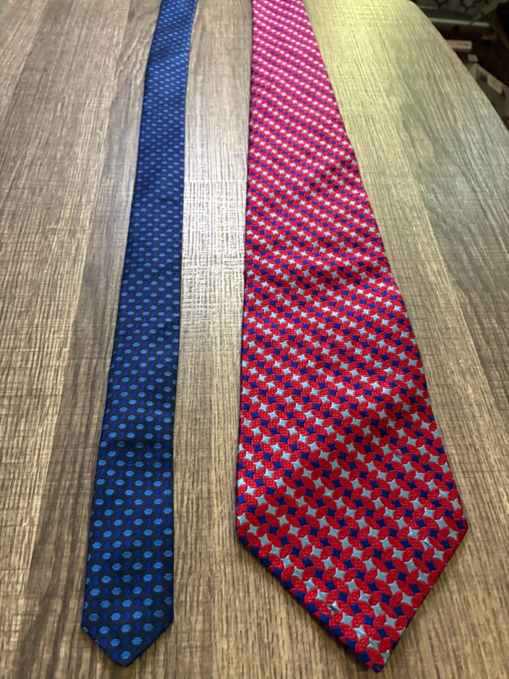 Tommy Hilfiger Red & Blue Geometric Silk Tie Duo